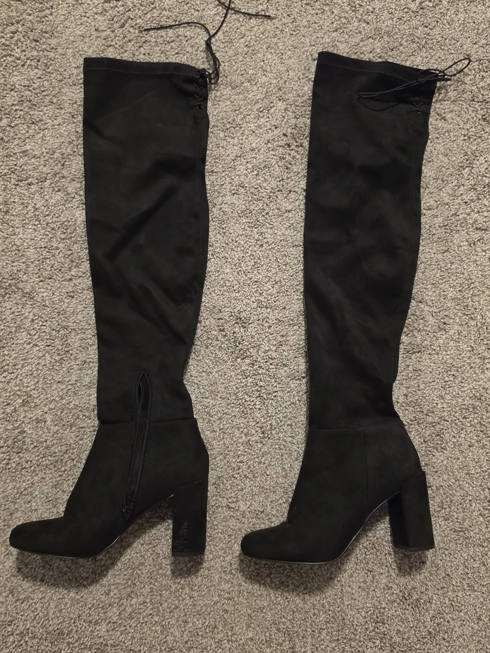 Chinese Laundry Black Suede Over-the-Knee Block Heel Boots